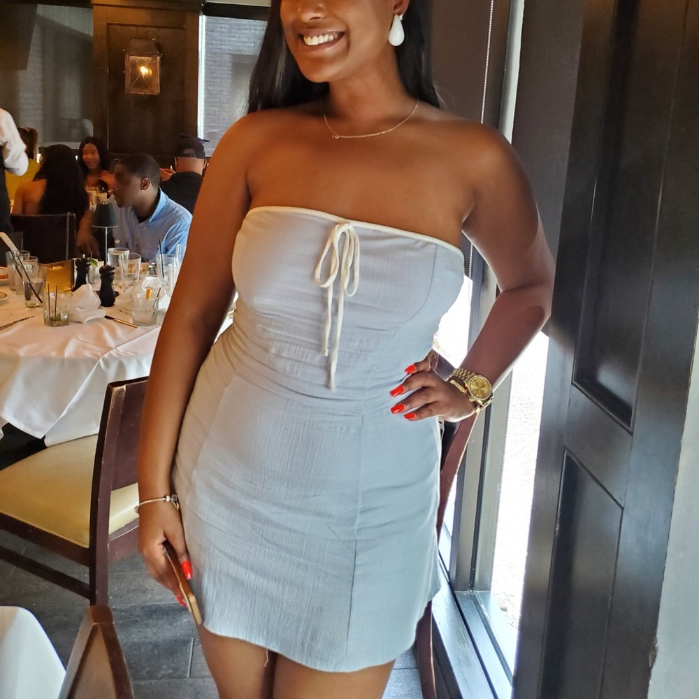 Strapless Light Gray/Blue Dress